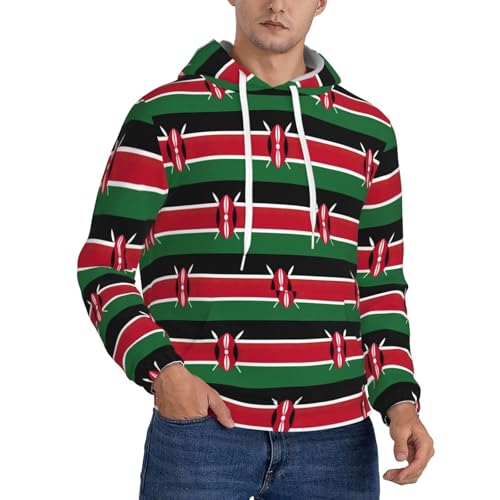 Sweat à capuche Kenya pour homme avec cordon de serrage et manches longues style casual
