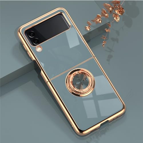 Coque Galaxy Z Flip 5 antichoc et élégante avec support anneau magnétique plaqué or