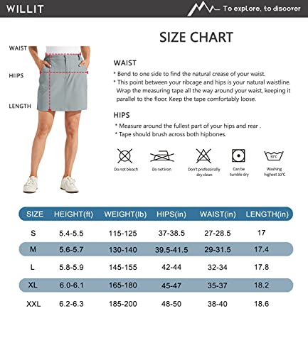 Willit Women's Skorts Golf Casual Skort Skirts Upf 50+ Quick Dry Zip Pockets Outdoor Hiking Black L #TOP6