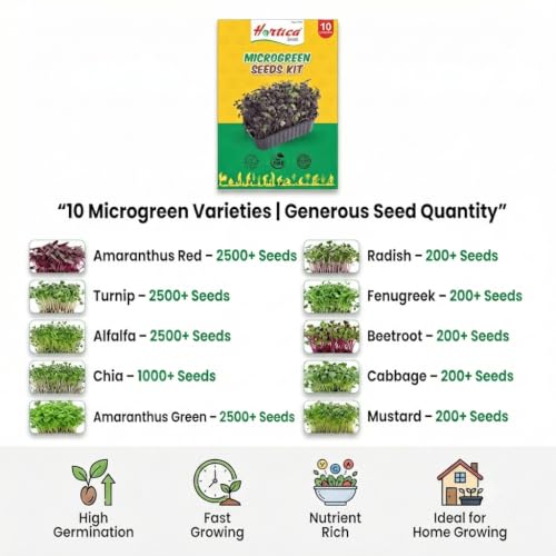 Image of Microgreen Seeds Kit | Pack of 10 Varieties - 10,000+ seeds | High Germination | Easy to grow