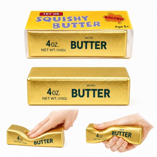 XQOQO Butter Squishy, Soft Slow Rising Squeeze Toys, Butter Stick Squishy Fidget Toys and Stress Balls Squishies for Office Desk Toys, Party Favors & Birthday Gifts(Golden)