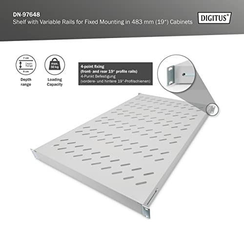Bandeja rack 19 variable soporta 50 kg DIGITUS DN-97648 para servidor profundo 2