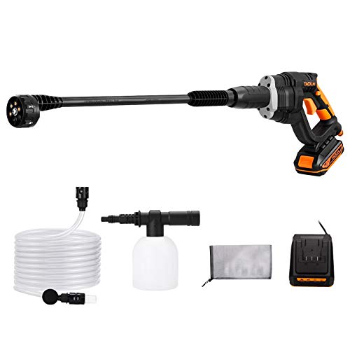 TACKLIFE Cordless Pressure Washer, 20V 2.0AH, 6-in-1 Adjustable Nozzle, 319 Max PSI Portable Power Cleaner, Suitable for Washing Cars, Cleaning floors and Watering Flowers-KDPW20A