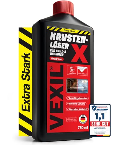VEXIL Backofenreiniger EXTRA STARK – Doppelter Wirkstoff gegen Eingebranntes – hochkonzentriertes Haftgel – Grillreiniger & Fettlöser – für Backofen, Grill & Herdplatten – 750 ml – Made in Germany