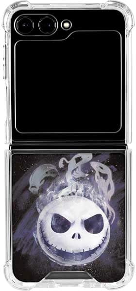 Skinit Clear Phone Case Compatible with Galaxy Z Flip5 5G - Officially Licensed Disney The Nightmare Before Christmas Jack Skellington Face Art Design