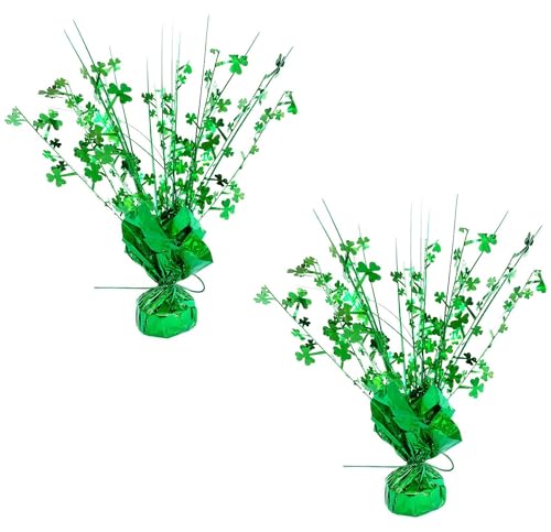 ALISSAR-2-Pack-Glitter-Shamrock-St-Patricks-Day-Centerpieces-Shamrock-Decorations-for-Home-Decor-Table-Decor-Green