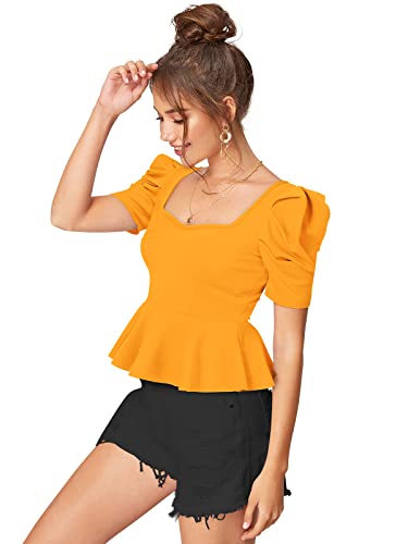 Image of ILLI LONDON Women's Puff Sleeve Peplum TOP