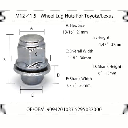 Tornillos llanta M12x1.5 antiruidos tuercas rueda Lexus IS250 2006-2015 6