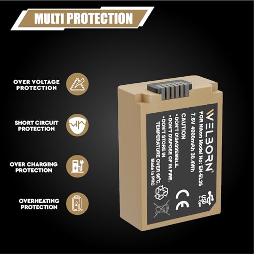 Image of Welborn EN-EL25 (4000 mAH) Platinum Lithium-ion Battery with C Type USB Charging Port Compatible with Nikon Z50, Z Series Camera Battery