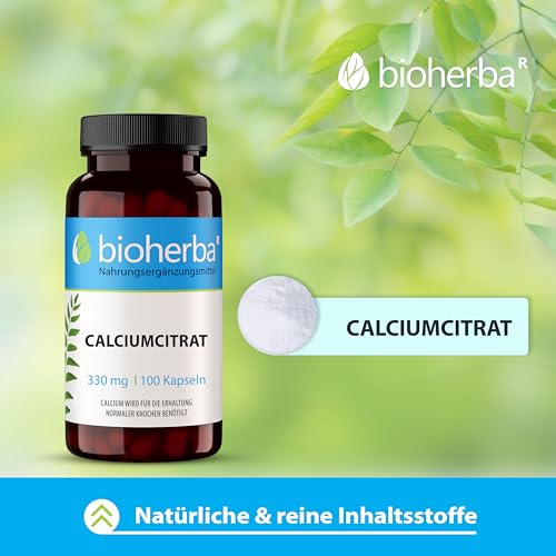 Calciumcitrat Kapseln – 300 Stück hochdosiert mit 330 mg Calcium von BIOHERBA PZN 19642729