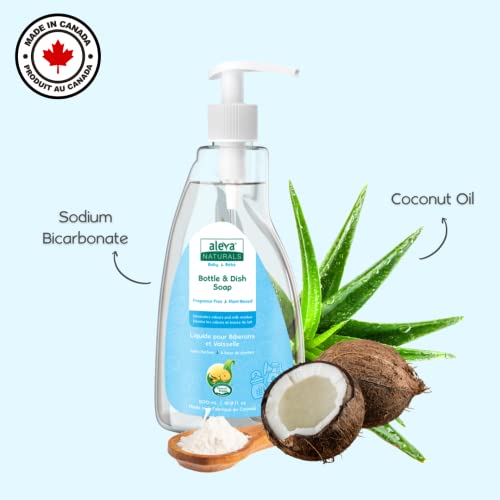 Aleva Naturals Hypoallergenic Bottle And Dishwash Liquid, Plant-Based & Fragrance-Free Formula, Dish Soap To Clean Baby Feeding Cups, Breast Pumps - 500 Ml, 16.91 Fl Oz #TOP3