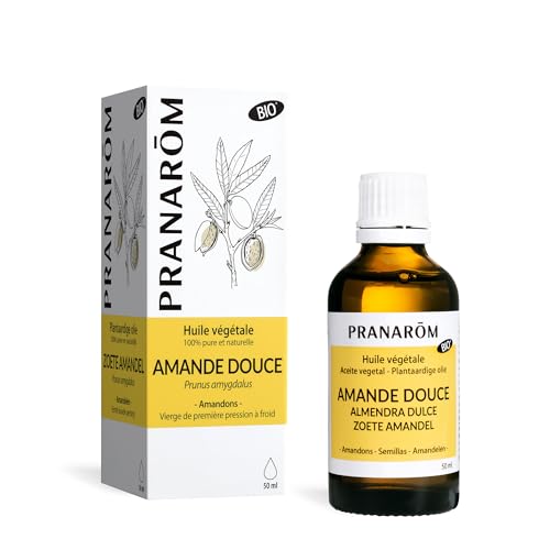 PRANARÔM Aceite Vegetal de Almendra Dulce BIO – Suavizante y Protector – Primera Presión en Frío – Cara, Cuerpo y Piel Seca – 50 ml