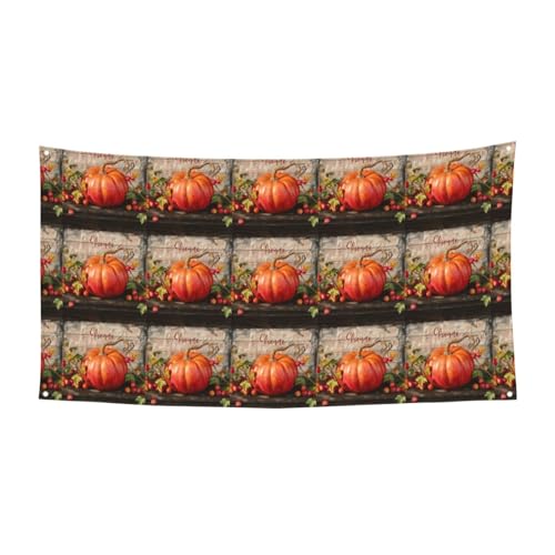 MINDBBDFJ Autumn Fall Pumpkin Print Banners And Signs For Outdoor/Indoor,Personalized Banner Customizable Parties Halloween Banner (180x90cm)