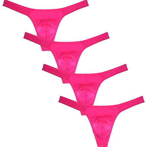 Sexy Men's Glossy Thong Underwear Stretchy Ice Silk T-Back Hipster Tangas Trunks