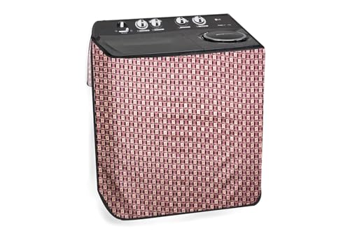 Image of The Furnishing Tree Polyester Waterproof Semi Automatic Washing Machine Cover Suitable for LG 6 Kg, Dimension DxWxH In Cms: ( 49.5x80x89 ), Basketweave Pattern Multicolor