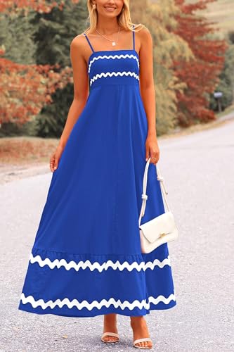 Image of PRETTYGARDEN Women's 2026 Summer Flowy Maxi Dress Casual Sleeveless Spaghetti Strap Ruffle Beach Long Dresses