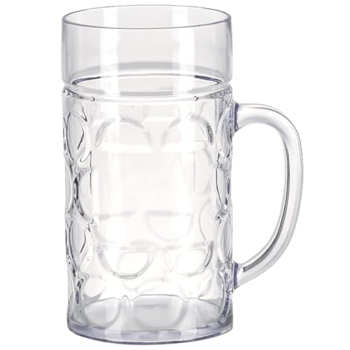 SOLUSTRE Plastikowy kufel do piwa, nietłukący, z uchwytem, ​​1000 ml/33,8 u