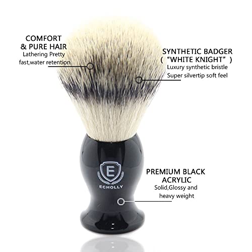 Luxury Shaving Brushes For Men By Echolly-Super Strong No Shedding Bristle Shave Brushes For Men-Smooth Acrylic Handle Legacy Shave Brush-Rich And Fast Lather Shaving Cream Brush Gifts For Fathers Day #TOP3