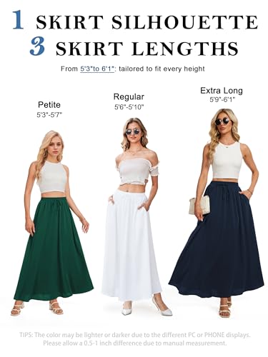 Tapata Women's Extra Long Maxi Skirts for Tall/Petite with Pockets Pleated A-Line Summer Flowy Skirt Casual Beach Wear3