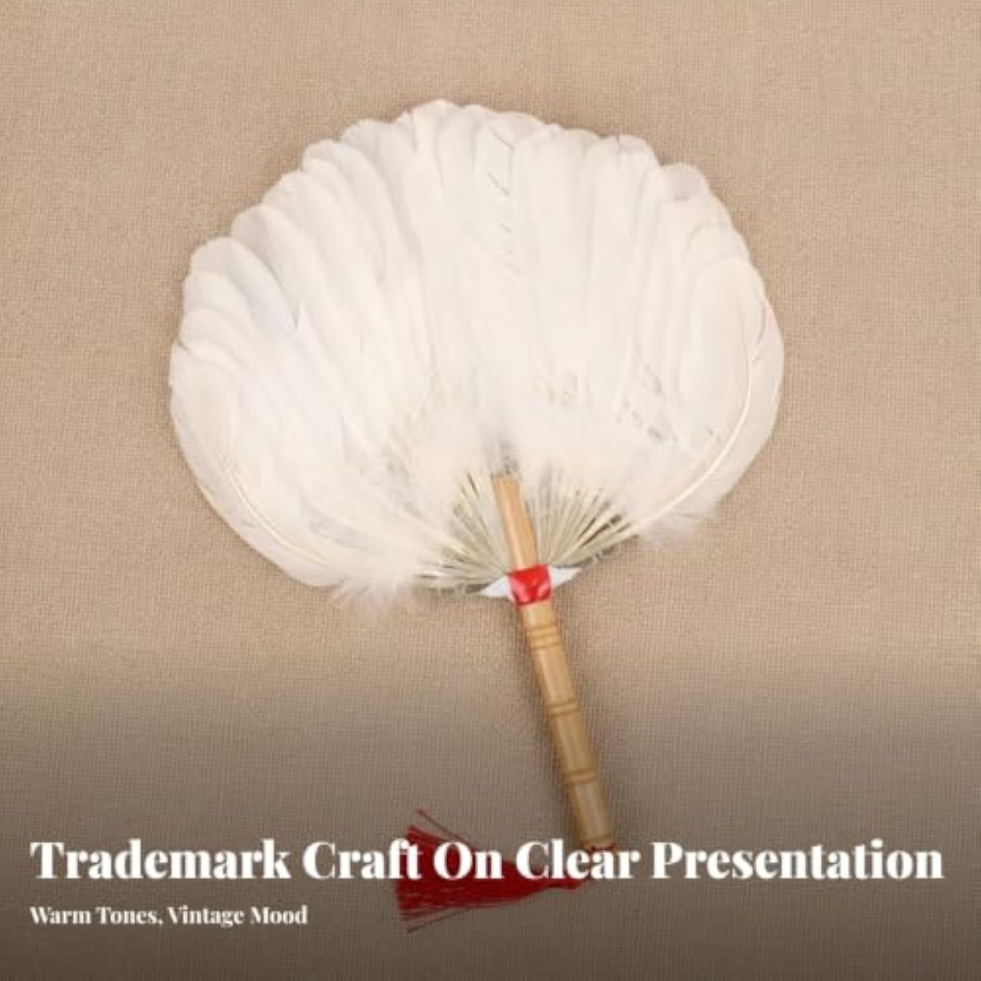 Chinese Style Feather Fan with Bamboo Handle, Decorative Accessory