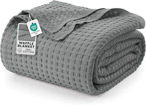 Utopia Bedding 100% Baumwolle Waffel Decke Kuschedecke (Perlgrau-228x182cm) | Weiche Leichte Atmungsaktive Warm Tagesdecke, Sofadecke & Couch Blanket für alle Jahreszeiten, Geschen