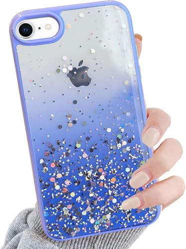 Image of VONZEE Case Compatible with iPhone 7 & iPhone 8 (4.7 inch), Non Moving Glitter Cover for Girls & Women Soft TPU Shockproof Anti Scratch Drop Protection Cover (Purple)