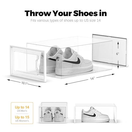 Image of SEE SRPING XX-Large Shoe Storage Box Fit Size 14, Clear Plastic Stackable Shoe Organizer for Closet, Shoe Rack Sneaker Containers Bins Holders, Drawer Organize Unit, 12 Pack Clear