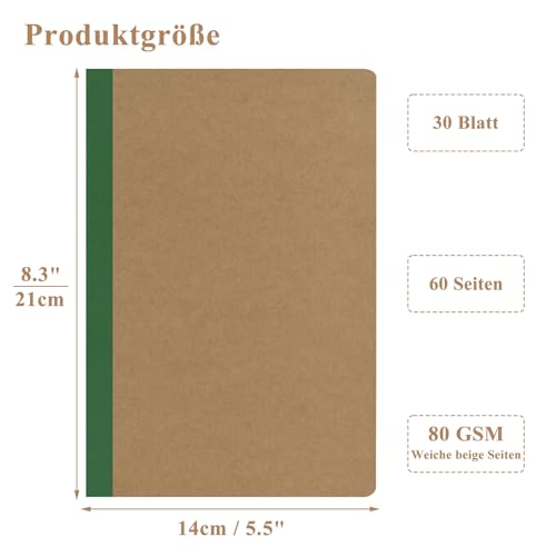 ZCZN Notizbuch A5 liniert, 12 Stück Notizhefte mit 30 Blatt, 12 Farben Heft für Büro und Schule