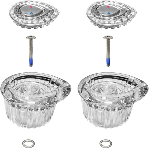 LOWCUS Shower Handle Replacement for Moen 100710 Shower Knob 2-Pack, Tear Drop One-Handle Compatible with Moen Posi-Temp Valve, Fixes Cracked Broken Push Pull Faucet Knob