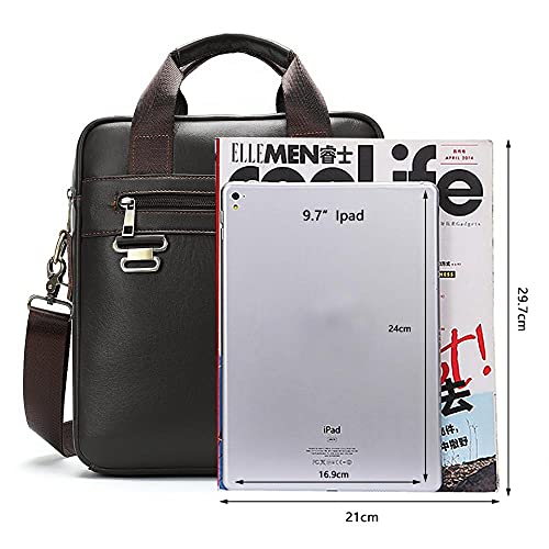 Leather men's shoulder bag head leather handbag 9.7 inch tablet briefcase3