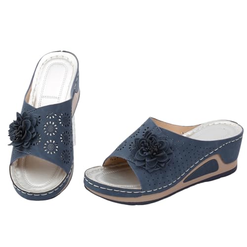 Generisch O Chaussures compensées pour femme 41 - Confortables et élégantes - Noir - Talon compensé, Marine, 37 EU