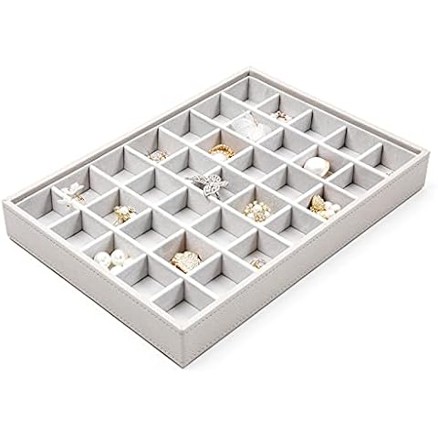 Vee Schmuckkästchen Schmucktablett Stapelbar,Hohe Kapazität Schmuckaufbewahrung schublad,PU Leder Schmuck Organizers Schmucklade Jewelry Box Schmuckbox für Ohrringe,Ringe,Halsketten Cover