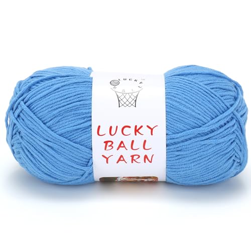 Image of LUCKY BALL Milk Cotton Yarn, 100g / 240 yd 60% Cotton 40% Acrylic #2 Fine Sport Yarn, Soft Crochet & Knitting Yarn for Amigurumi Dolls, Baby Items, Flowers, Hats, Sweaters, Blankets(Light Blue)