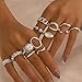 cotwdi Chunky Silver Rings for Women Non Tarnish Silver Chunky Rings Set Adjustable Thick Statement Ring Stackable Ring for Women Trendy Fashion Silver Jewelry (Style2)