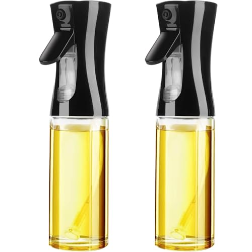 KROWN - Set de 2 Pulverizadores de Aceite de Cristal 220ml – Spray Antigoteo para Cocina Saludable, Aceitera Vinagrera Difusora para Freidora de Aire, Parrilla y Ensaladas