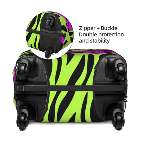 Neon Green Purple Black Pattern Elastic Travel Luggage Covers Dustproof Scratch-Resistant Suitcase Protector Fit 22-24 Inch2