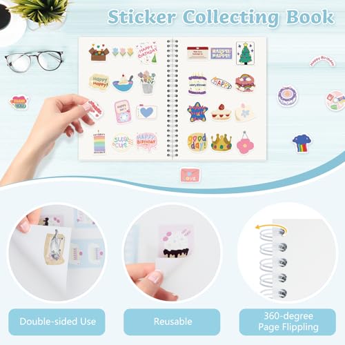 Álbum reutilizable para pegamento con 40 páginas (puntos) | Álbum organizador de pegamento con cubierta holográfica A5, libro de colección y almacenamiento de pegamentos con 40 hojas de papel liberador en blanco para adultos miniatura 3