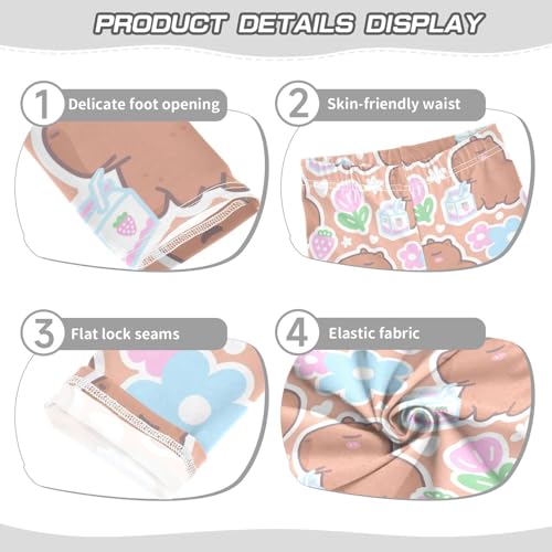 VIGTRO Girls Leggings Soft Comfortable Cute Strawberry Capybara Printed Kids Pants, Tulips for Yoga Dancing Sports Size 9-10T4