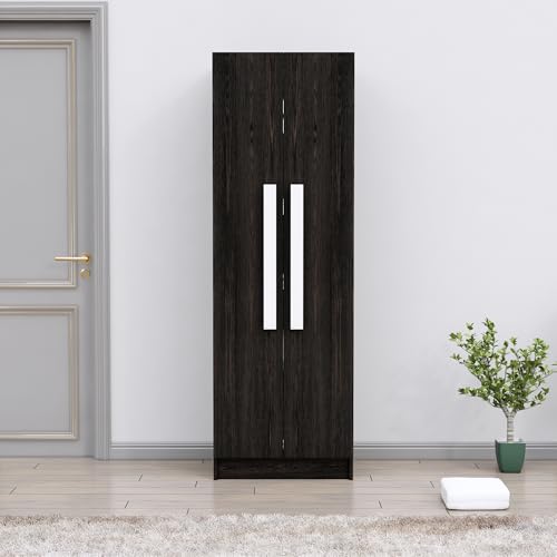 Image of Bniture Wooden Almirah for Clothes, Door for Bedroom, 2 Door Wardrobe with 4 Shelves Huge Storage Space (46D x 60W x 182H CM) | 3 Year Warranty (Flower Wenge)