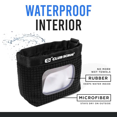Image of Club Scrub Golf Club and Golf Ball Cleaning Bag, Waterproof Clean Face Technology Liner, Detachable Clip, Machine Washable, Cleans Club Grooves, Dry Exterior (Neoprene or Microfiber Option Available)