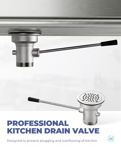 Image of 3-1 /2 Inch Commercial Sink Drain with Lever Handle Waste Drain Valve
