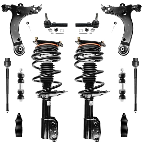 Image of Detroit Axle - 12pc Front End Suspension Kit for Chevy Impala Monte Carlo Buick Allure Century LaCrosse Regal, Lower Control Arms w /Ball Joint Struts Sway Bars Tie Rods Boots Replacement