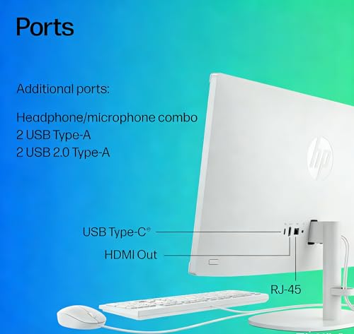 Image of HP 21.5 inch FHD All-in-One 2026 Upgraded Desktop Computer, Intel 4-Core CPU, 16GB RAM, 128GB Storage, Built-in Webcam /Mic /Wi-Fi /Bluetooth, USB-A /C /HDMI, RJ-45, Keyboard&Mouse, Windows 11 Home, LE Bundle