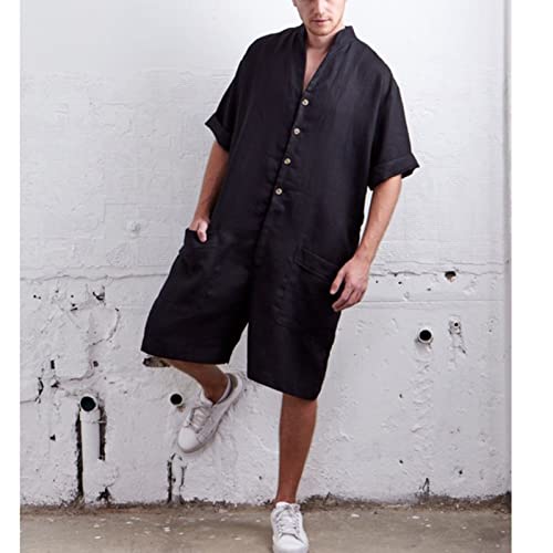 Men's Onesie Jumpsuit One Piece Sleepwear Loose Pajama, Short Sleeve Playsuit, Oversized Fit4