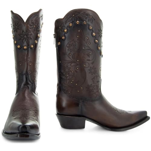 Soto Boots Womens Zippered Burnished Cowgirl Botos M50050