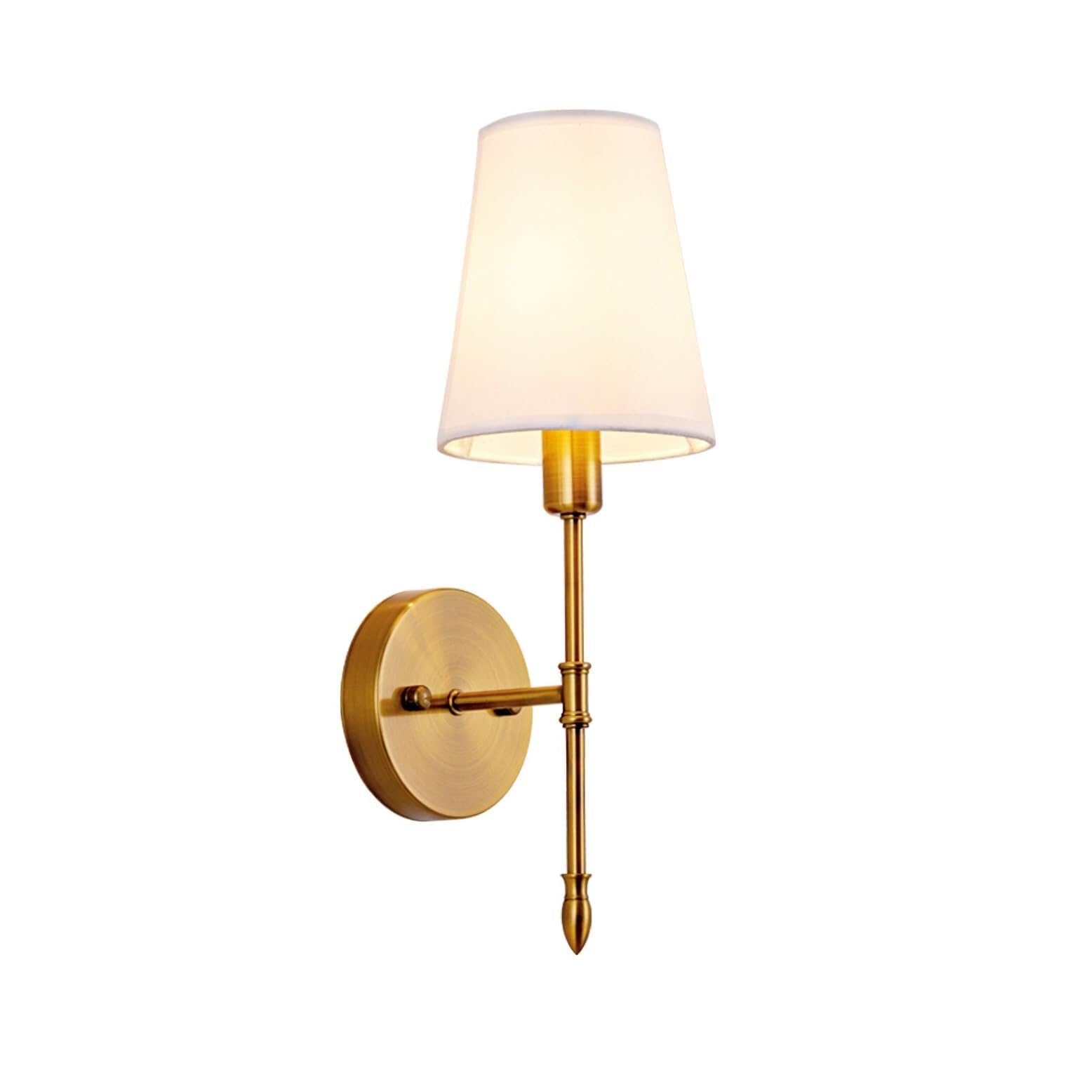 AWEITG Gold Wall Sconces Fabric Shade - Hardwired Bathroom Light Fixture for Farmhouse, Bedroom, Hallway, Kitchen
