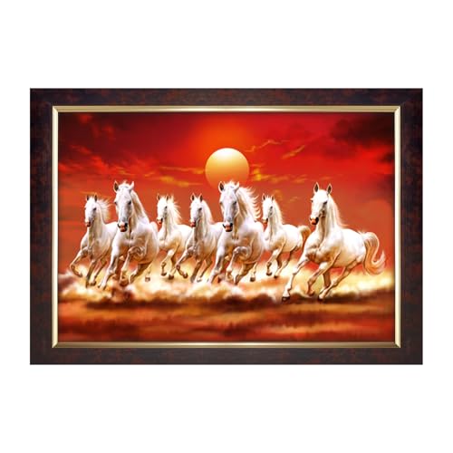 Cadre vastu 7 chevaux grand format avec finition vinyle brillant haut de gamme