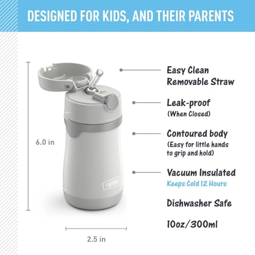 Image of THERMOS BABY 10 ounce Stainless Steel Vacuum Insulated Straw Bottle, Gray
