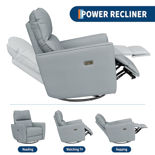 Image of Garvee Power Swivel Glider Recliner Chair with USB Port & Lumbar Support - Effortless Rocking, Recline & Comfort for Living Room, Nursery & Home Theater