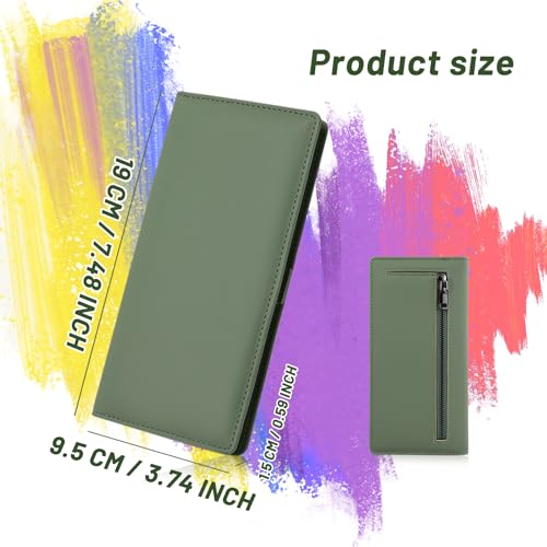 WishLotus Slim Wallet for Women, Bifold PU Leather Long Rfid Blocking Wallet Large Capacity Credit Card Wallet with ID Window Coin Zip Pocket Credit Card Holder for Men (Green)3